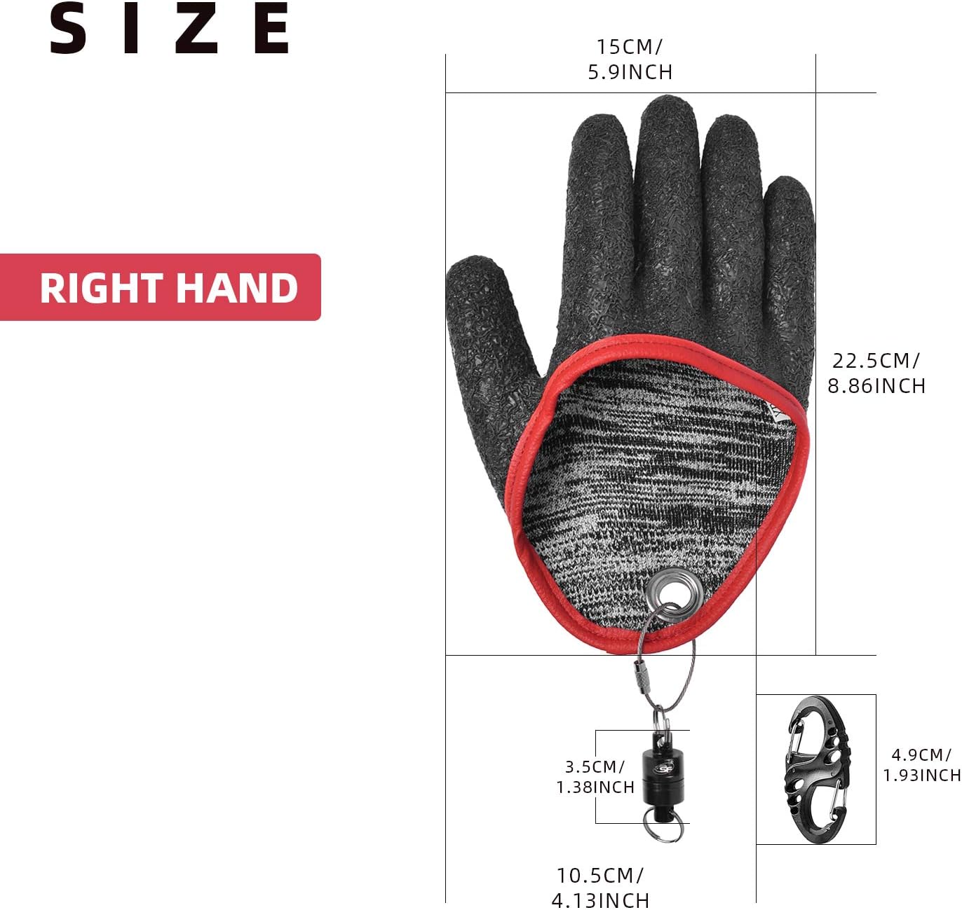 SF Fly Fishing Puncture Proof Gloves with Magnet Release Waterproof Fish Landing Glove Professional