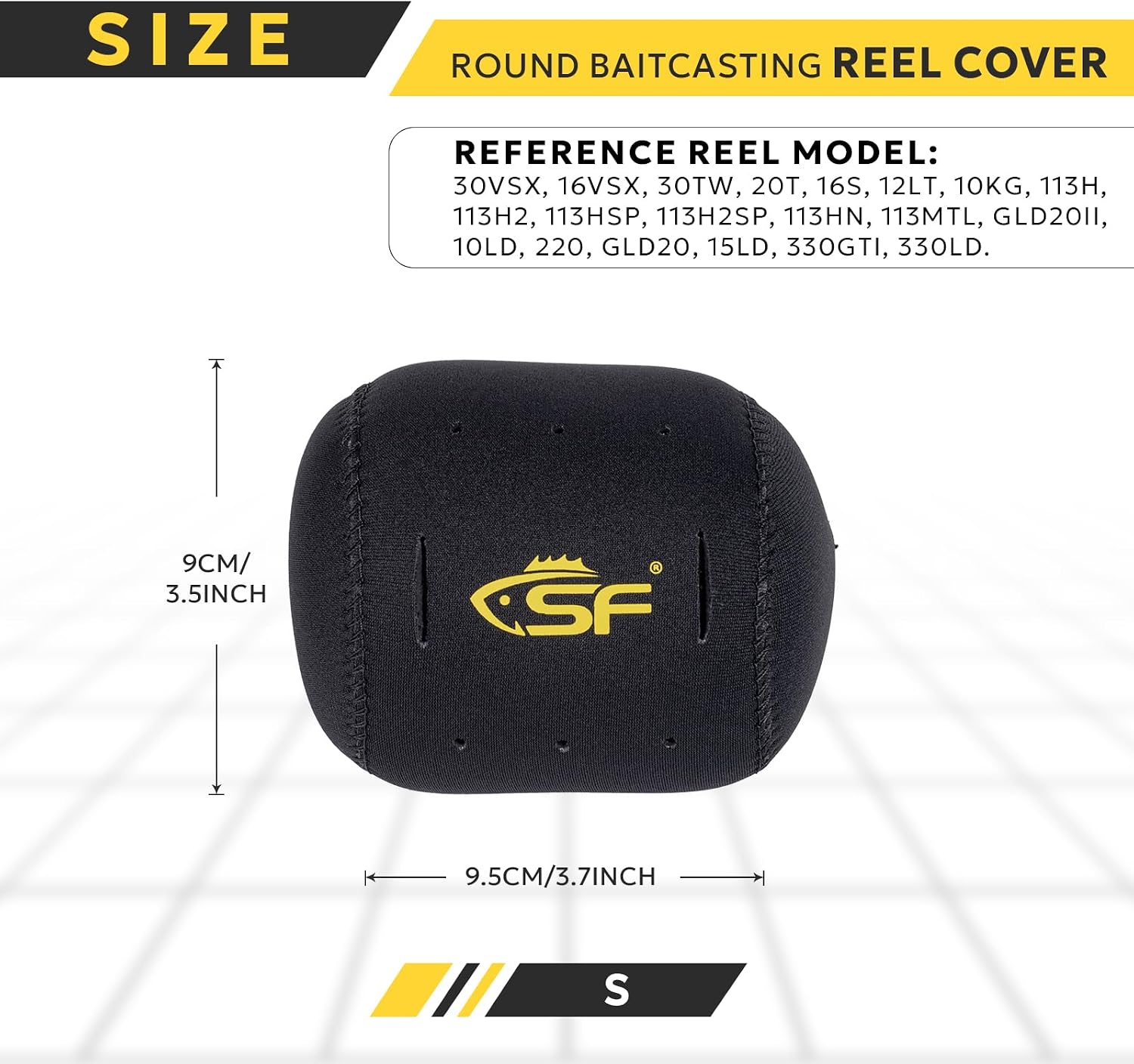 SF Neoprene Conventional Reel Covers Round Reel Case Protective Cover Shield Pouch, XXS/XS/S/M/L/XL/XXL Size, Black