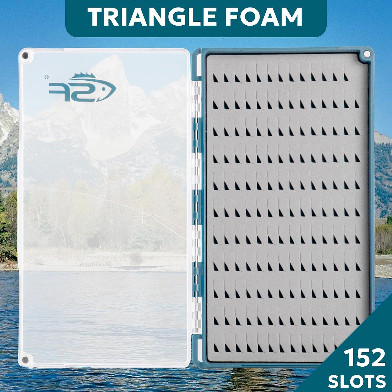 SF Streamer Fly Fishing Box with Magnetic Closure & Clear Lid, Polycarbonate Fly Box for Streamers, Nymphs and Trout