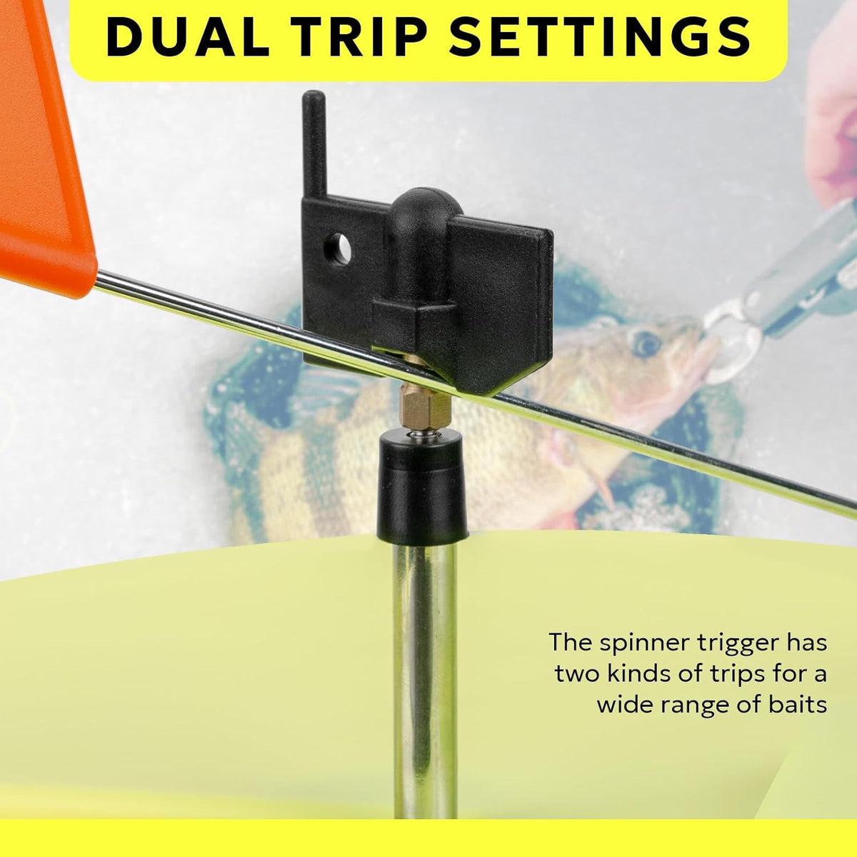 SF Ice Fishing Tip-Up Foldable with Orange Pole Flags/10.6'' Freeze-Proof Thermal Ice Fishing Accessories with Orange Pole Flags, Built-in Storage