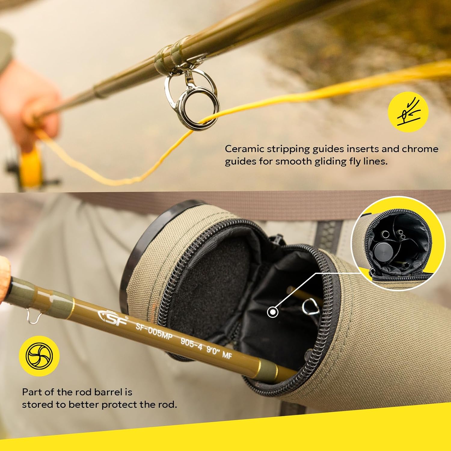 SF SF-005MP Sections Fly Fishing Rod Medium-Fast Action 9 FT