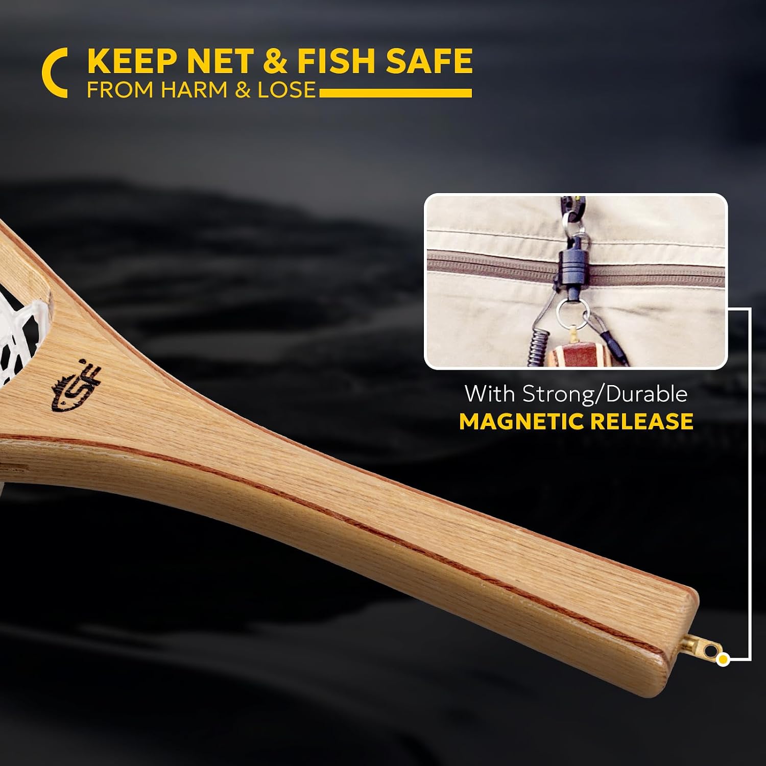 SF Fly Fishing Landing Net Soft Rubber Mesh Trout Net Catch and Release Net