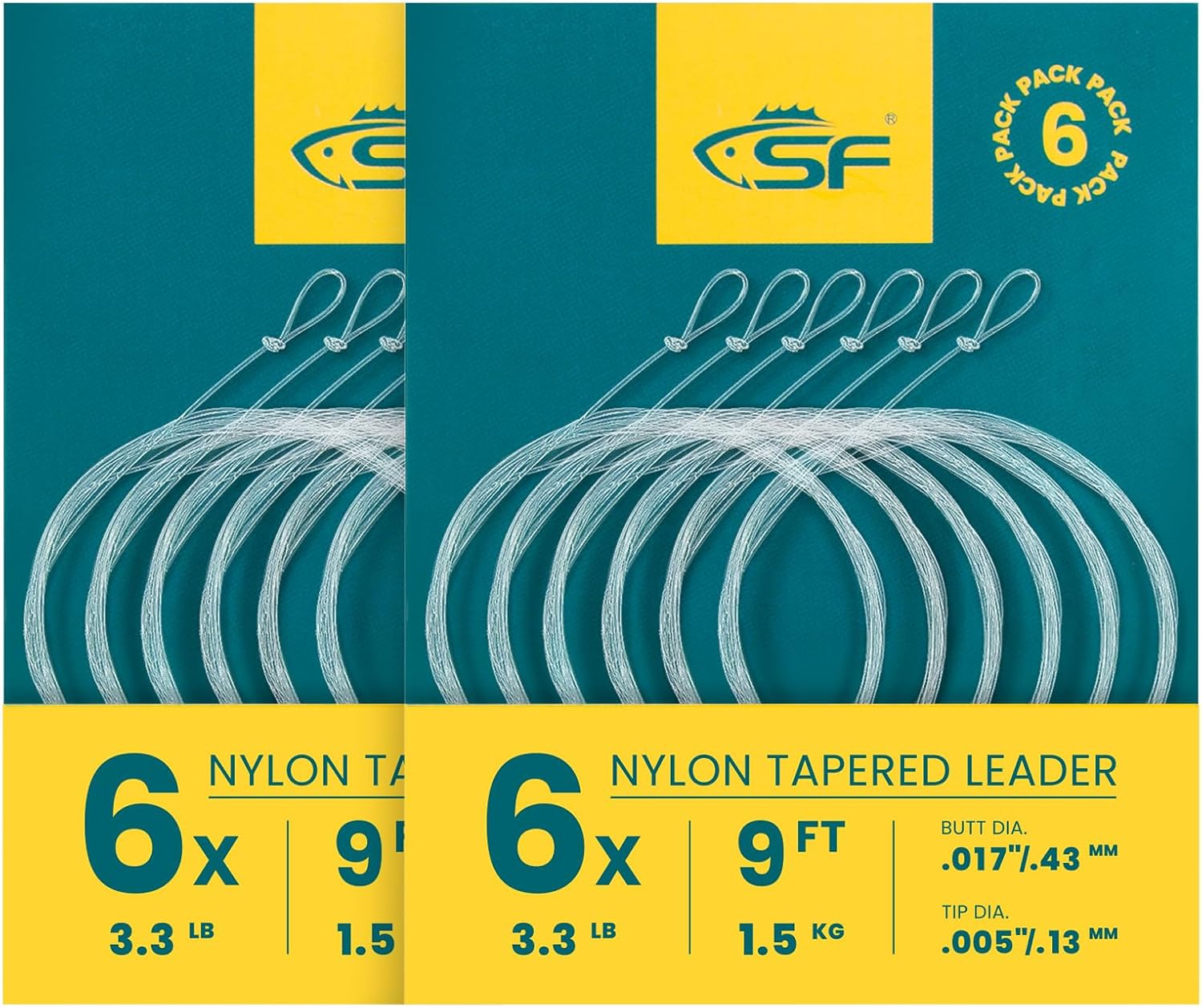 SF Pre-Tied Loop Fly Fishing Tapered Leader Nylon Clear Trout Freshwater Saltwater Bonefish Permit Bass Salmon Steelhead 7.5FT 9FT 10FT 12FT 15FT 0X 1X 2X 3X 4X 5X 6X 7X