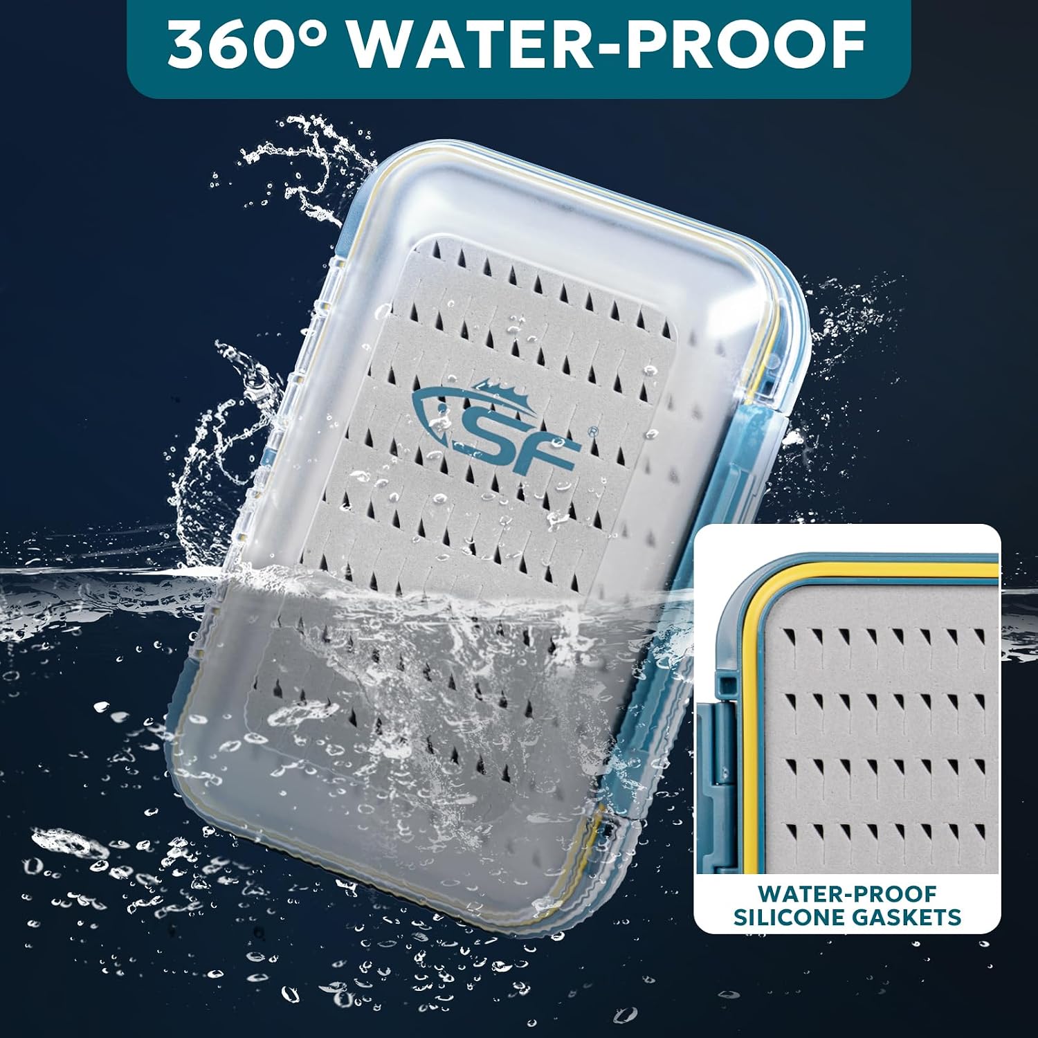 SF Waterproof Fly Box Double Sided Floating Fly Fishing Case Storage For Nymph Wet Dry Fly Flies Easy Grip Foam