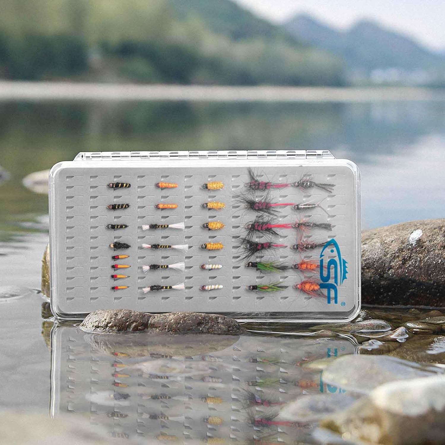 SF Slim Fishing Fly Box Thin Trout Flies Plastic Clear Fishing Box