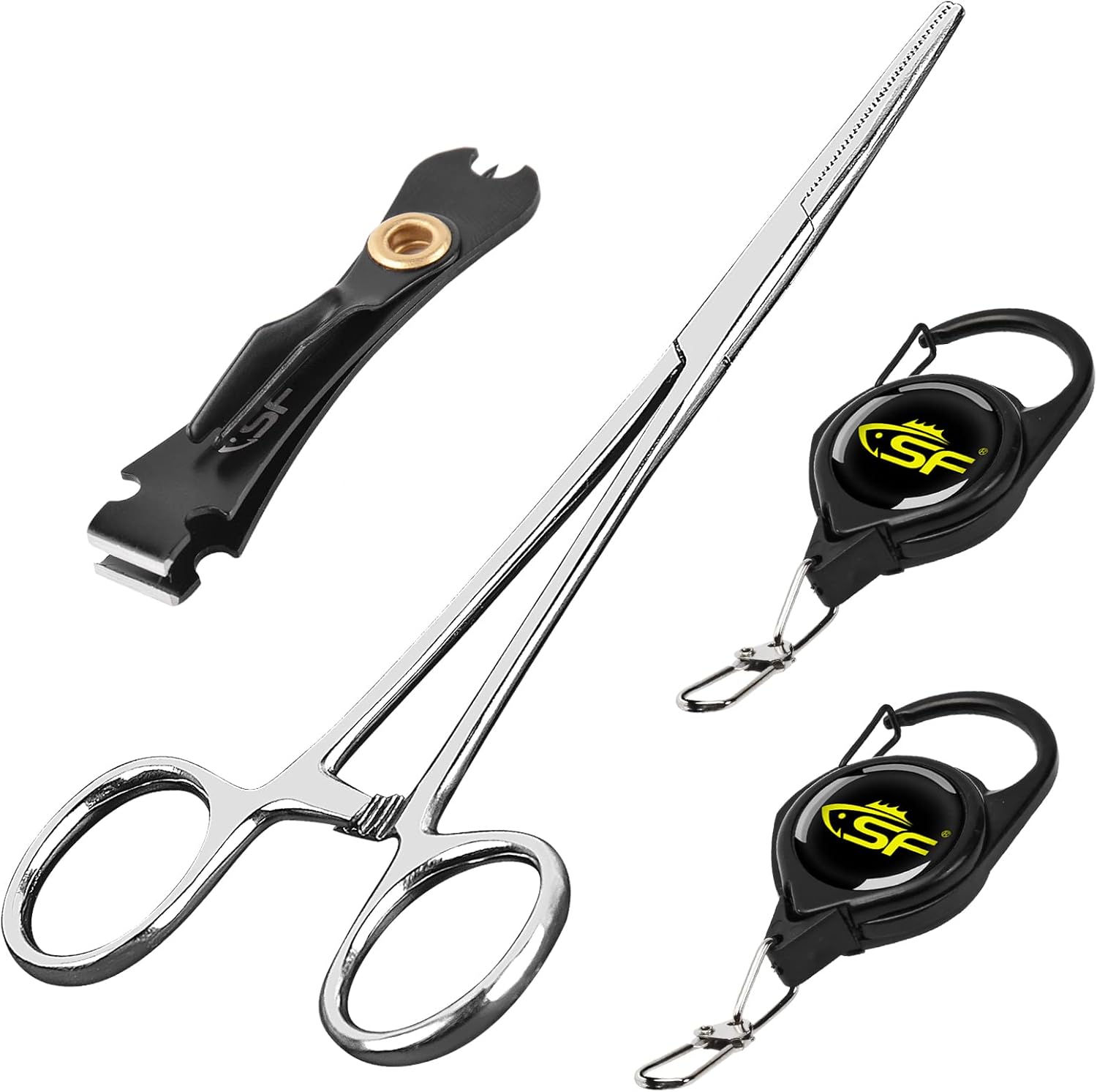 SF Fly Fishing Tools Kit Fishing Knot Tool and Line Clipper, Zinger Retractor, Hook Remover Forceps