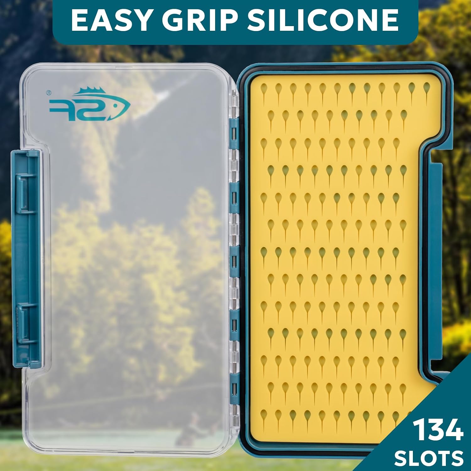 SF Slim Fishing Box Thin Trout Flies Plastic Clear Lid Yellow Silicone Waterproof Fly Fishing Box