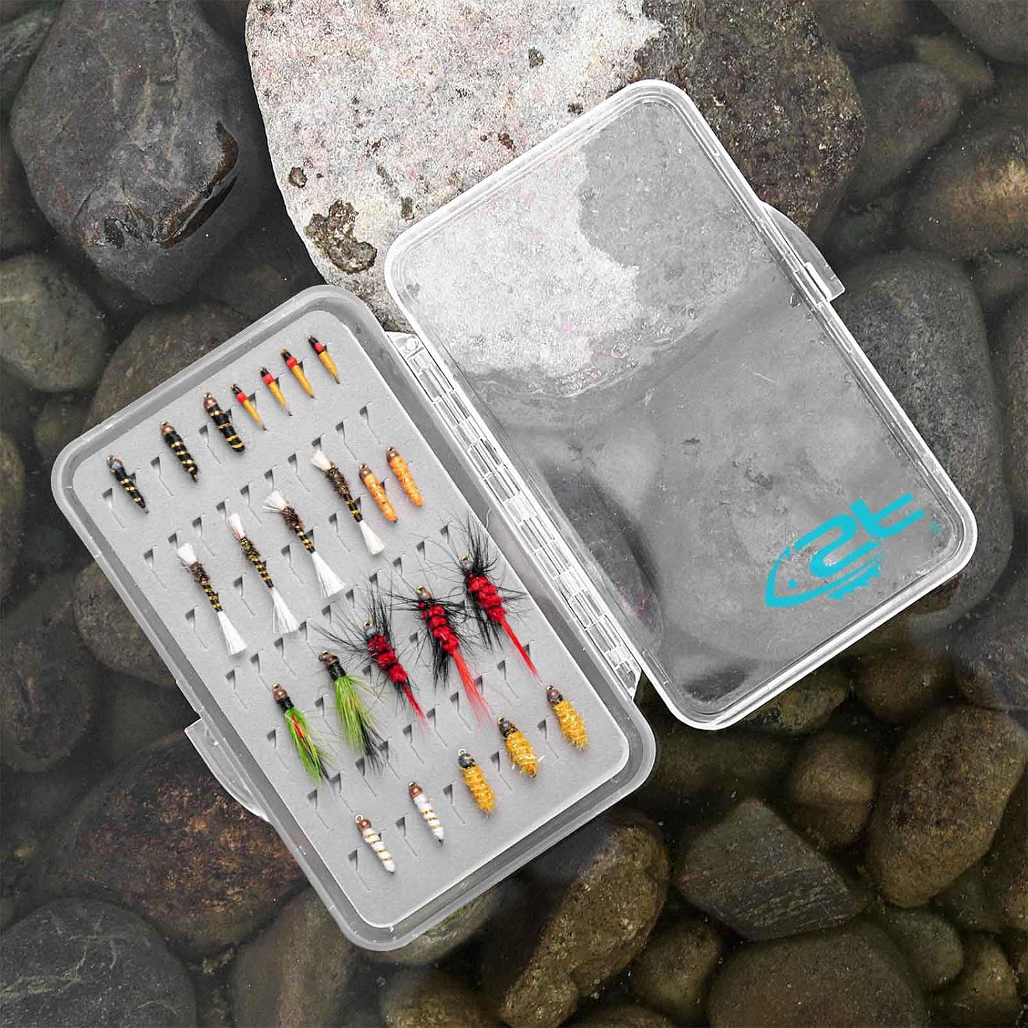 SF Slim Fishing Fly Box Thin Trout Flies Plastic Clear Fishing Box