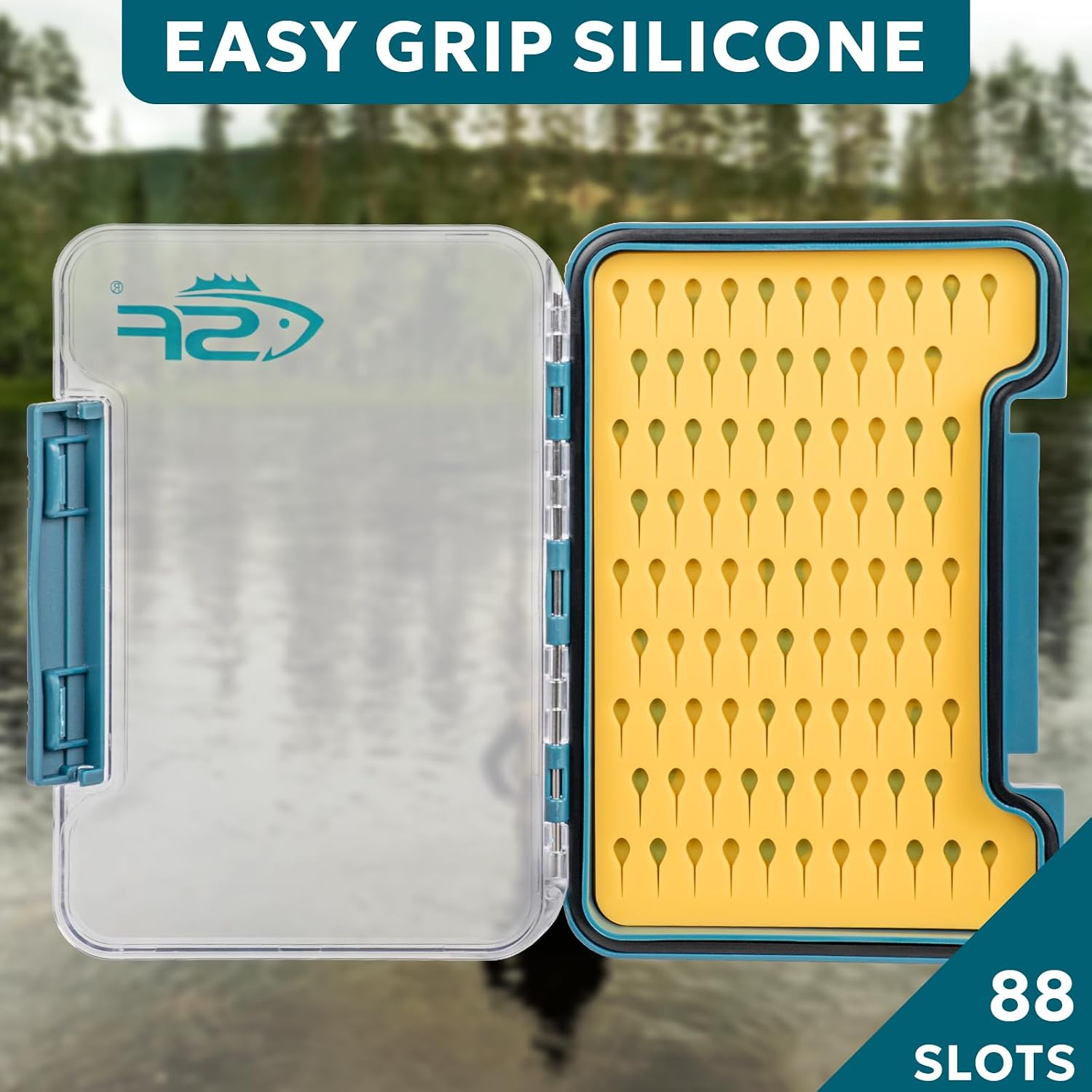 SF Slim Fishing Box Thin Trout Flies Plastic Clear Lid Yellow Silicone Waterproof Fly Fishing Box
