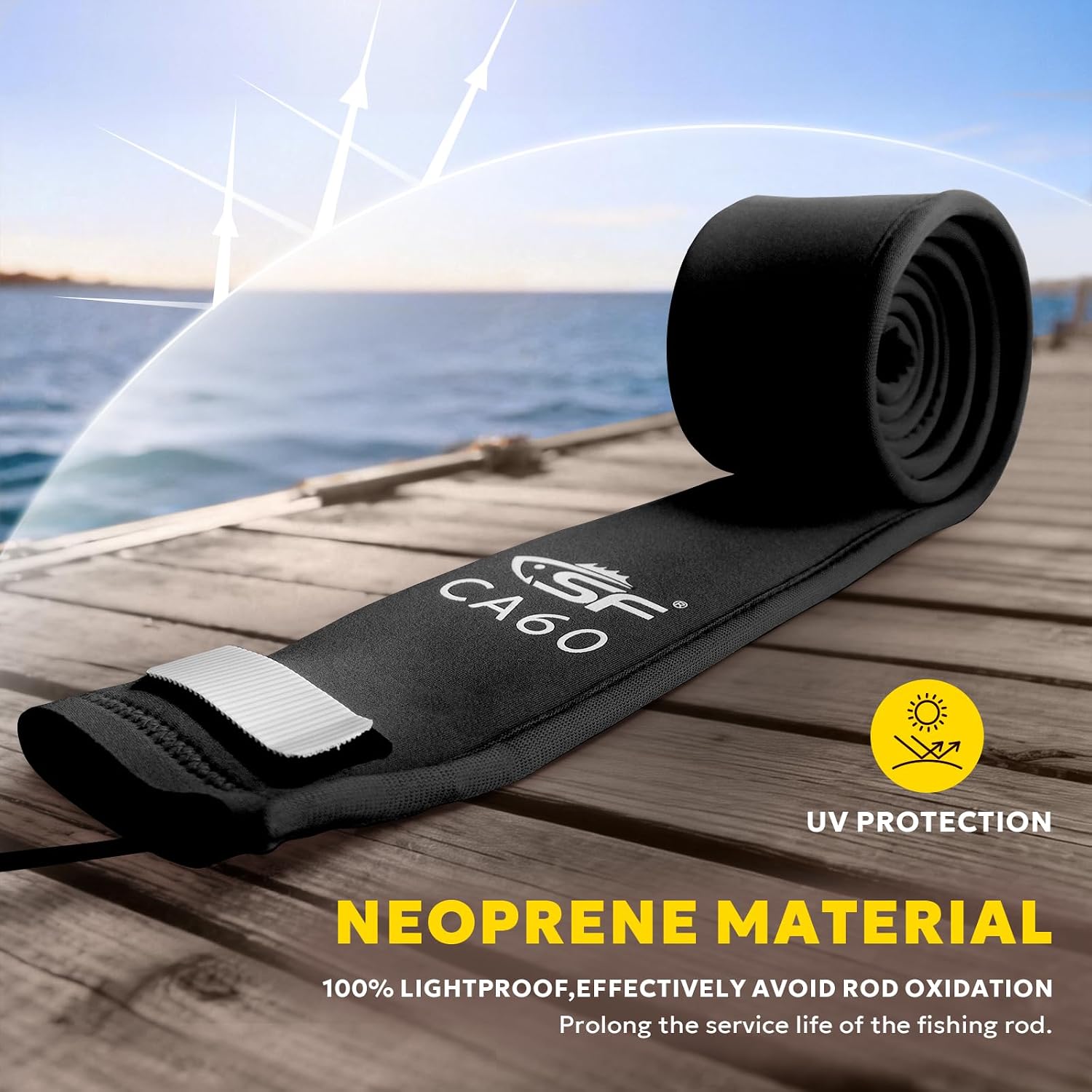 SF Neoprene Fishing Rod Sleeve Rod Cover for Casting, Spinning, Trolling Fishing Rods Protect Cover Floating Rods Storage Case,Hook Resistant