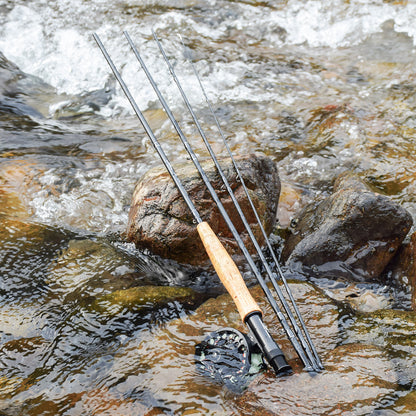 SF Fly Fishing Rod 4 Piece 3/4wt 7.6FT Matt Black IM7 Carbon Fiber for Starter Trout
