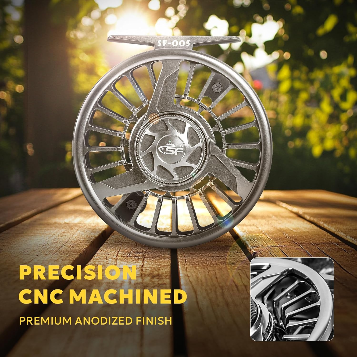 SF Premium SF005 Fly Fishing Reel Aircraft-Grade Aluminum 3/4/5, 5/6/7, 7/8/9 WT Dust-Proof Sealed Drag Free Reel Case Perfect for Trout & Bass