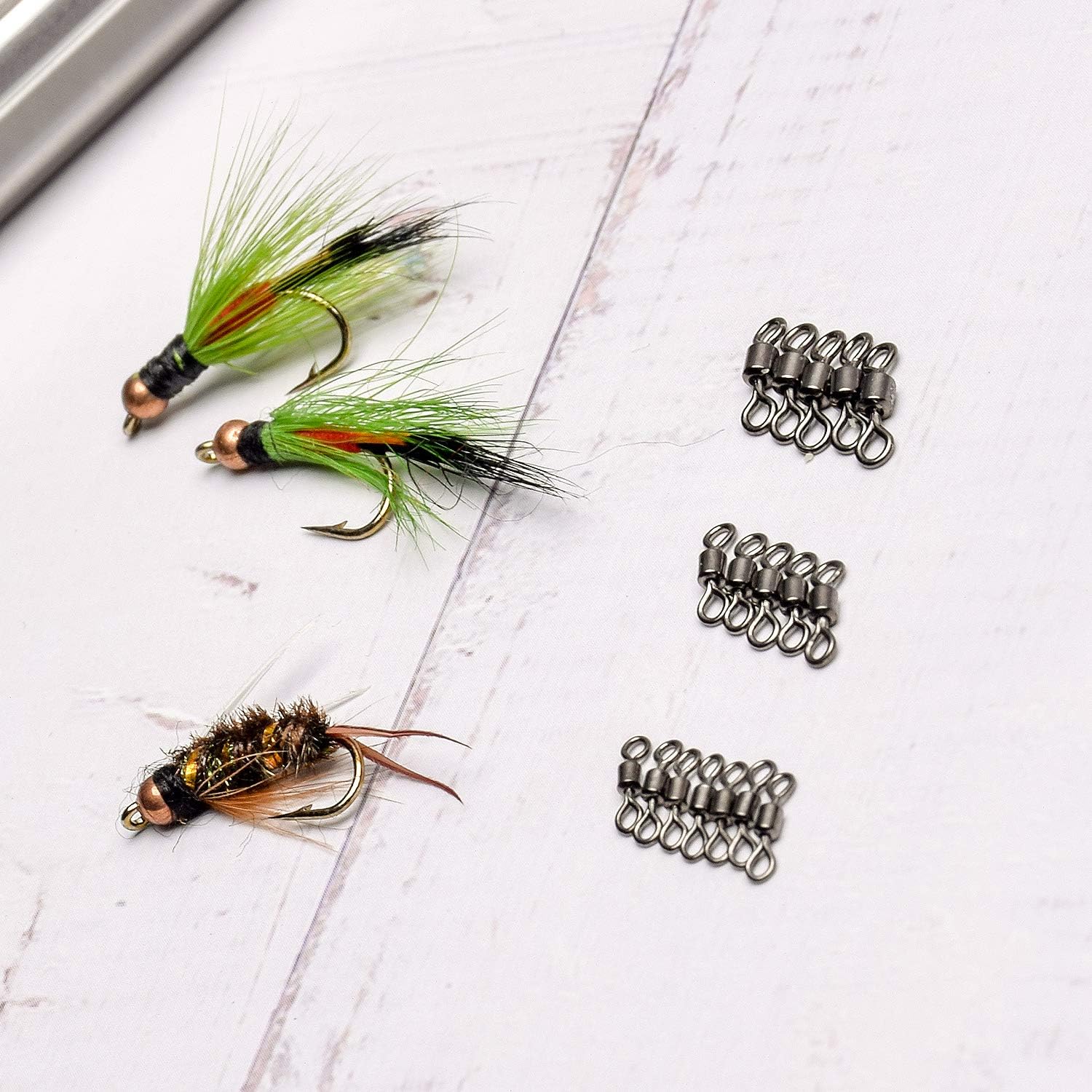 SF Fly Fishing Micro Swivels Stainless Steel Material Fishing Ball Bearing Swivels Hook line Connector Fishing Tackle Accessories 10LB-30LB(50pcs)
