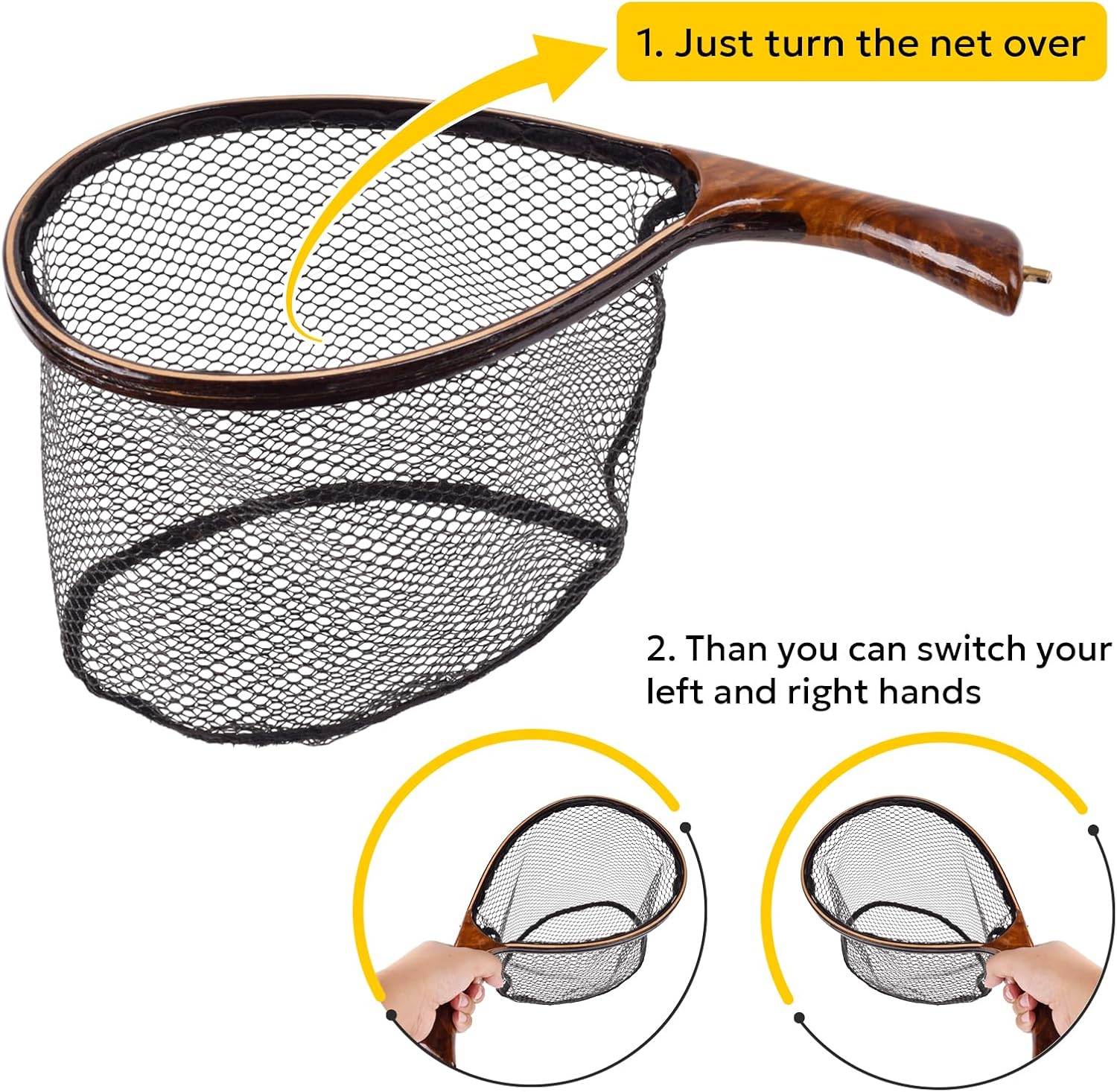 SF Fly Fishing Landing Net Soft Rubber Mesh Trout Net Catch and Release Net