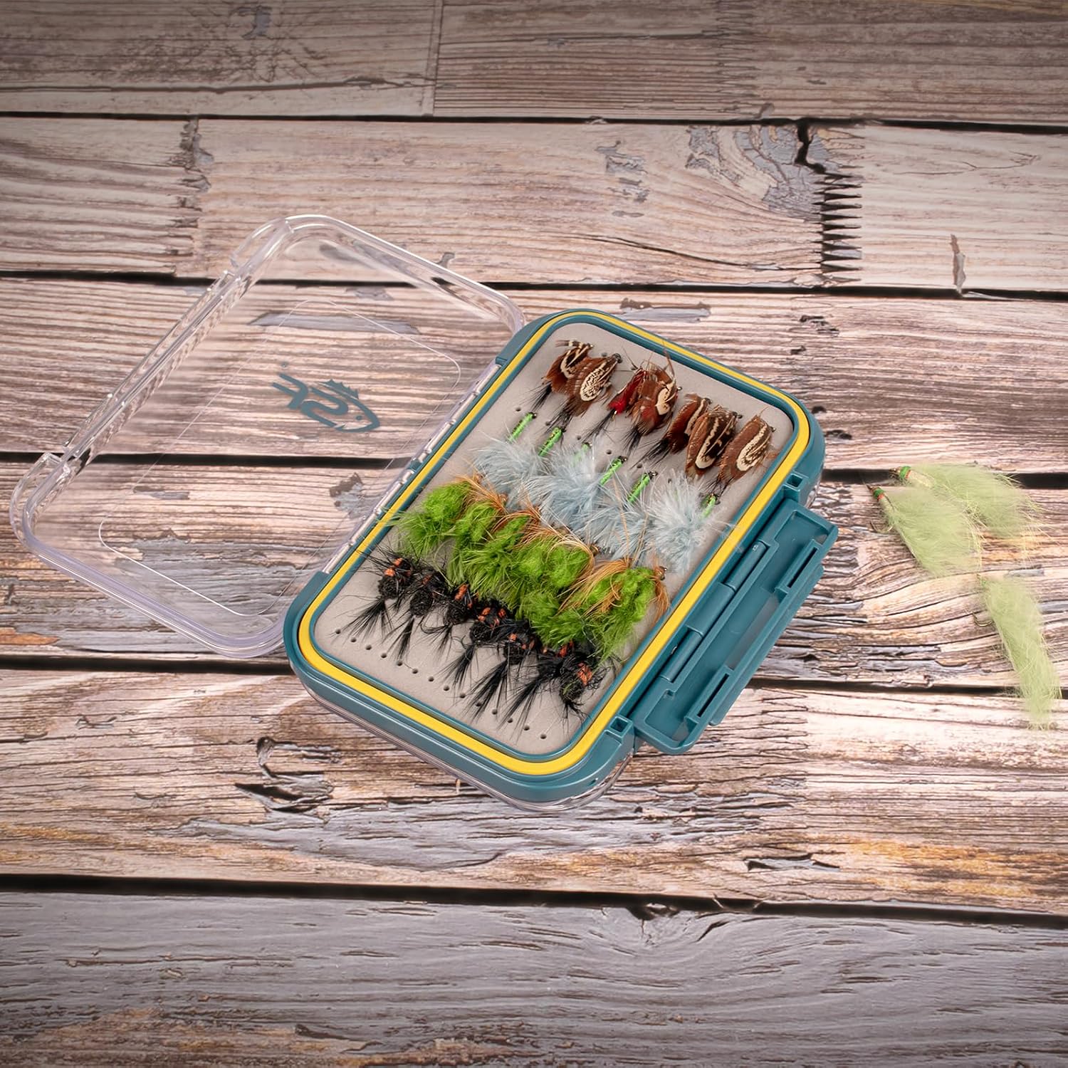 SF Large Waterproof Fly Box - Double Sided Clear Lid - Ice Fishing & Jig Head Tackle Box - Fly Flies (Dry, Wet, Nymph, Streamer) & Foam
