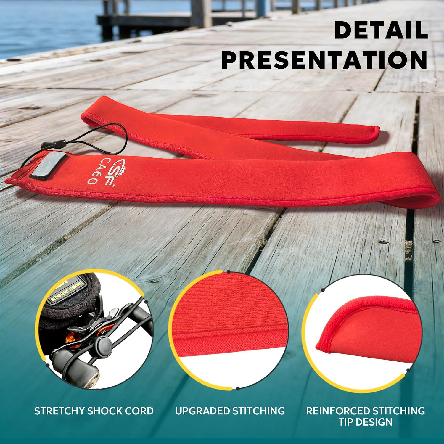 SF Neoprene Fishing Rod Sleeve Rod Cover for Casting, Spinning, Trolling Fishing Rods Protect Cover Floating Rods Storage Case,Hook Resistant