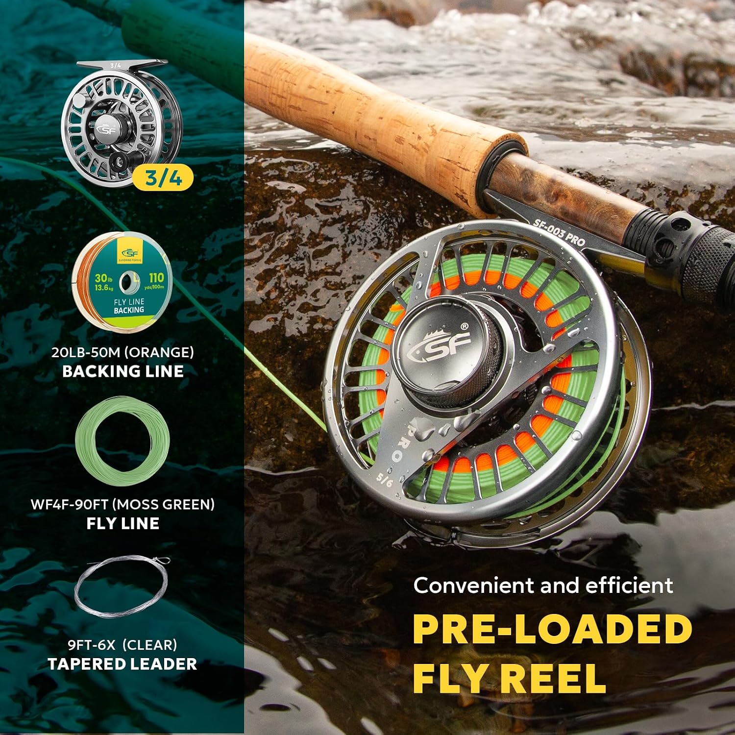 SF SF-003 Pro Fly Fishing Reel for Freshwater,CNC Precision Machining Process,Mid Arbor Design,Smooth Drag System,Lightweight Aluminum Body