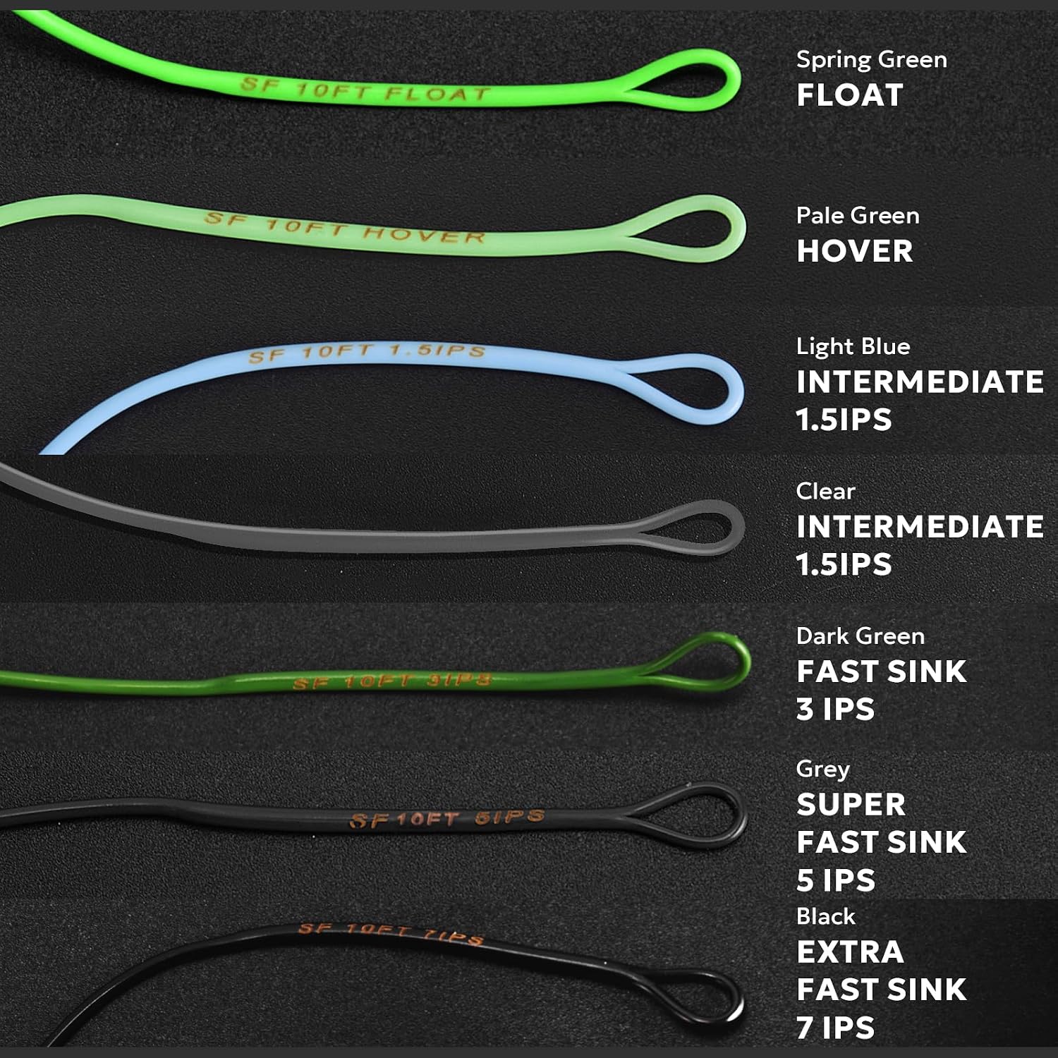 SF Fly Fishing Polyleader Monofilament Core Leader Line Fly Line for 7' Trout and 10' Salmon Poly Leader 7FT/10FT Float Hover Intermediate 3/5/7IPS