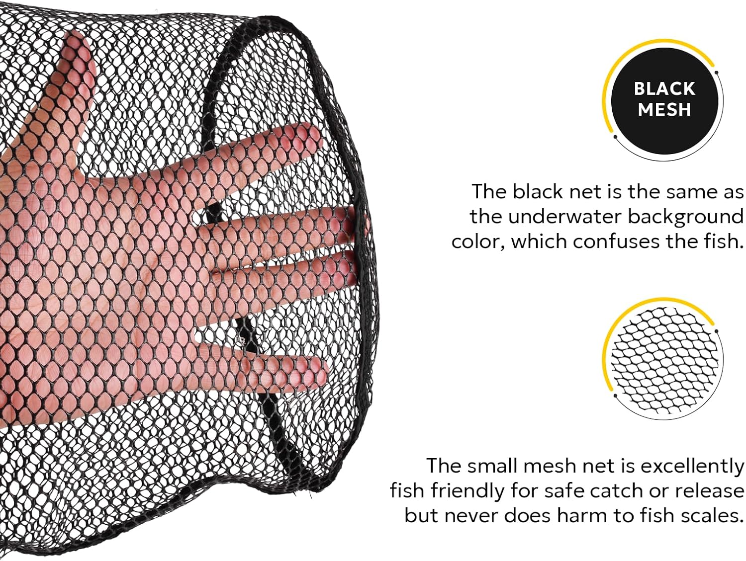 SF Fly Fishing Landing Net Soft Rubber Mesh Trout Net Catch and Release Net
