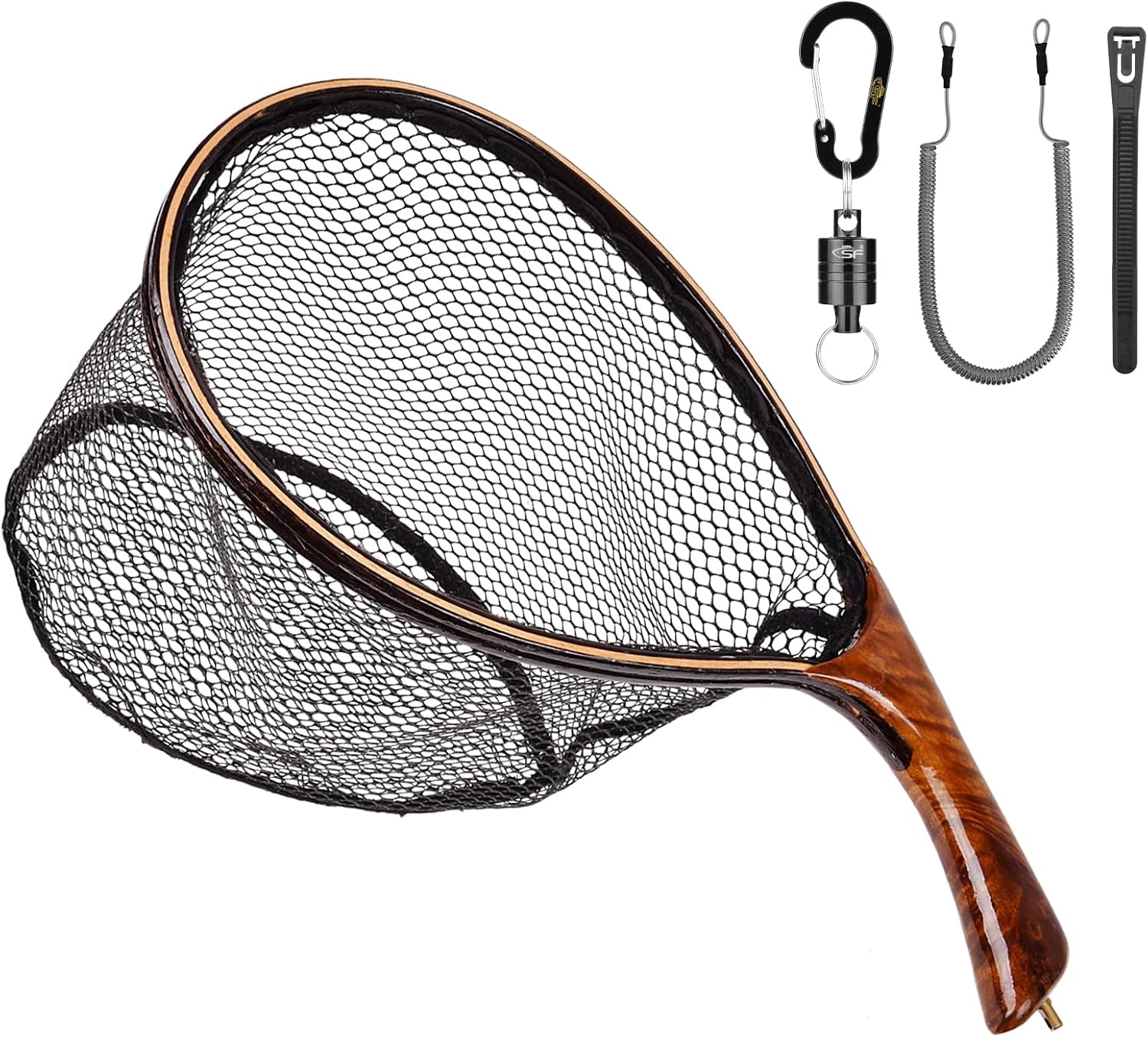 SF Fly Fishing Landing Net Soft Rubber Mesh Trout Net Catch and Release Net