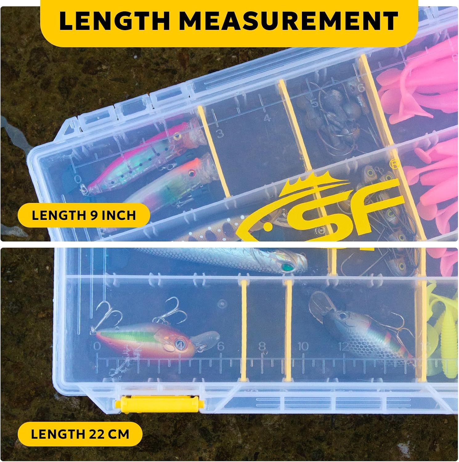 SF Tackle Box 3600 Plastic Tackle Trays Fishing Tackle Box Storage Organizer with Removable Dividers 2/4 Packs Lure Terminal Storage