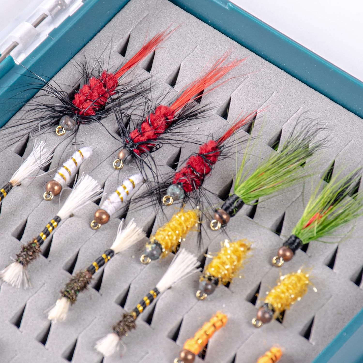 SF Streamer Fly Fishing Box with Magnetic Closure & Clear Lid, Polycarbonate Fly Box for Streamers, Nymphs and Trout