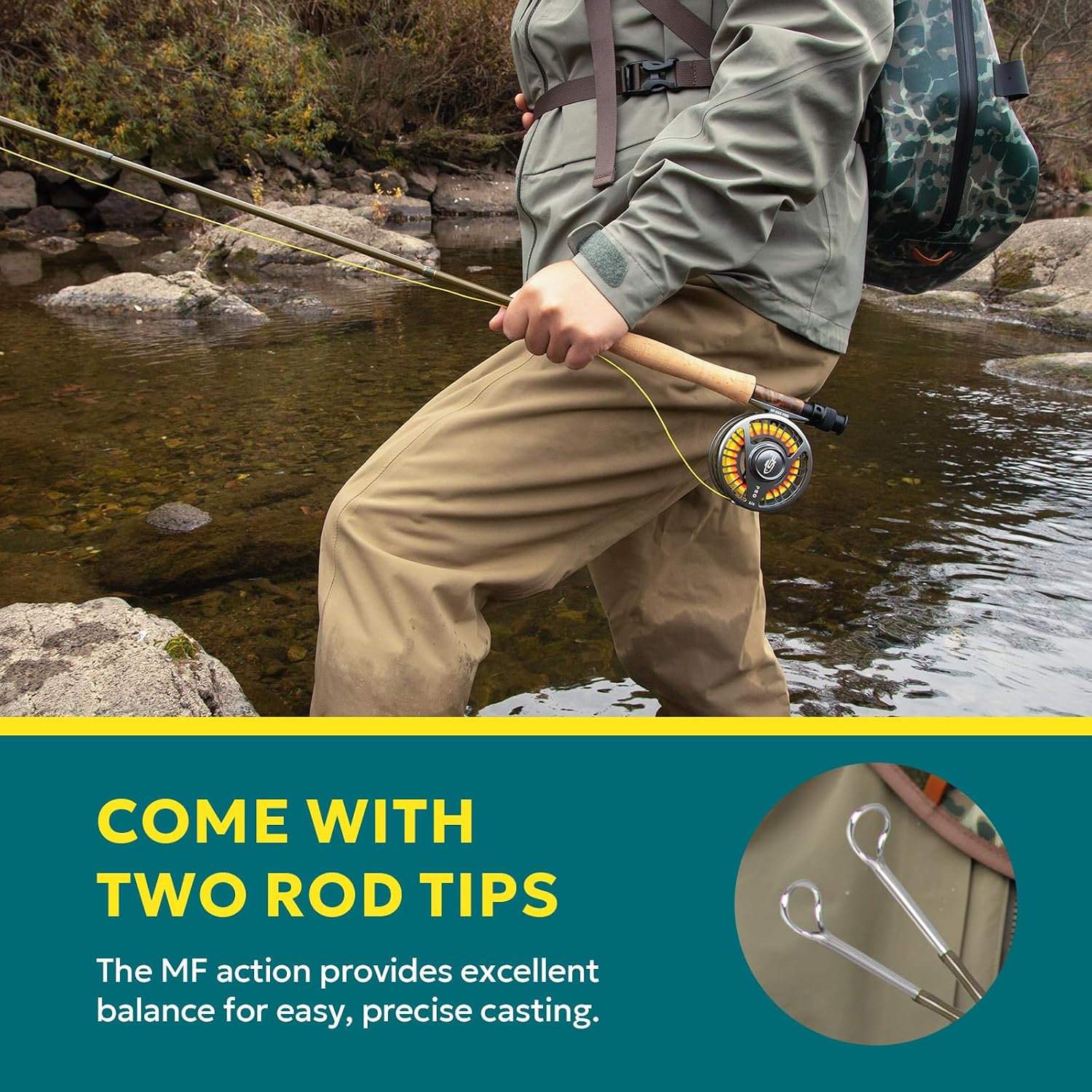 SF SF-005MP Sections Fly Fishing Rod Medium-Fast Action 9 FT