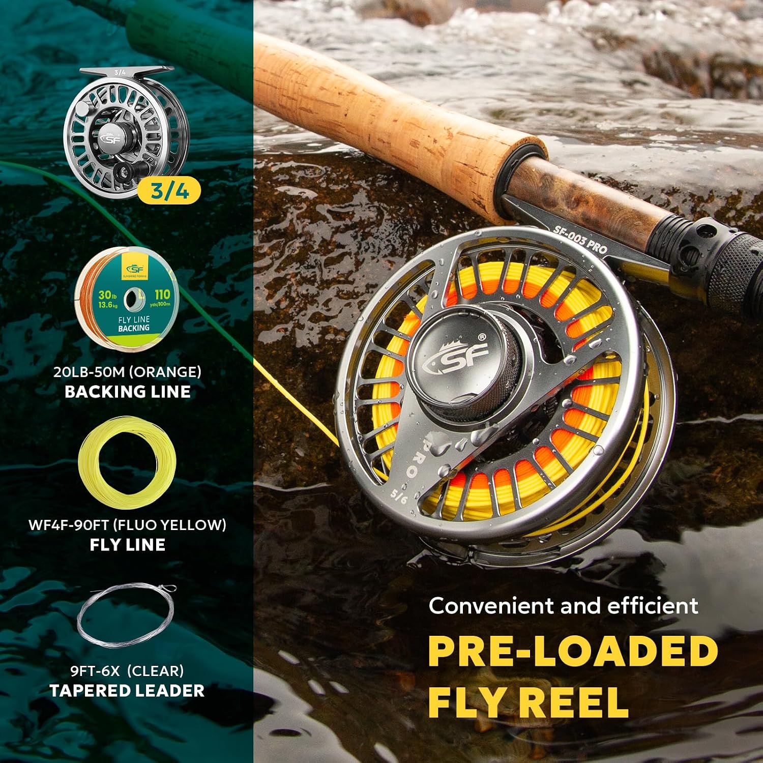 SF SF-003 Pro Fly Fishing Reel for Freshwater,CNC Precision Machining Process,Mid Arbor Design,Smooth Drag System,Lightweight Aluminum Body