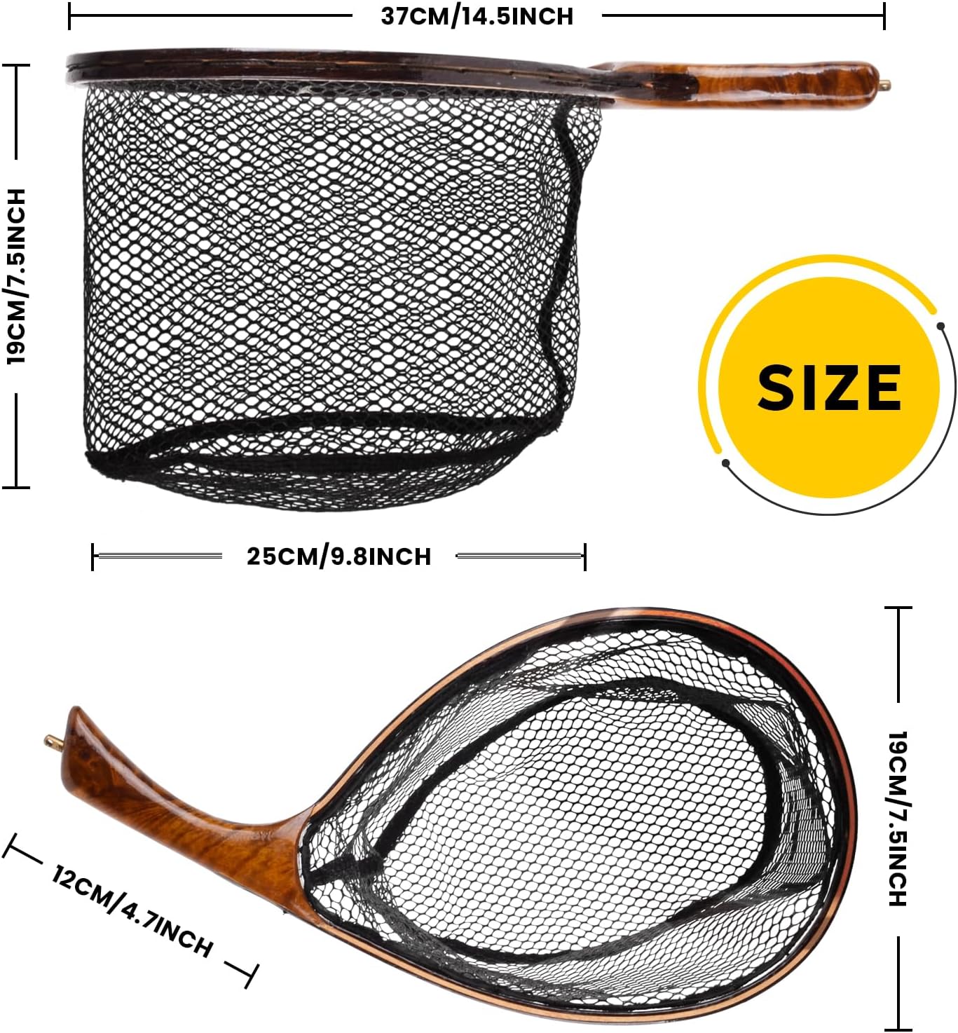 SF Fly Fishing Landing Net Soft Rubber Mesh Trout Net Catch and Release Net
