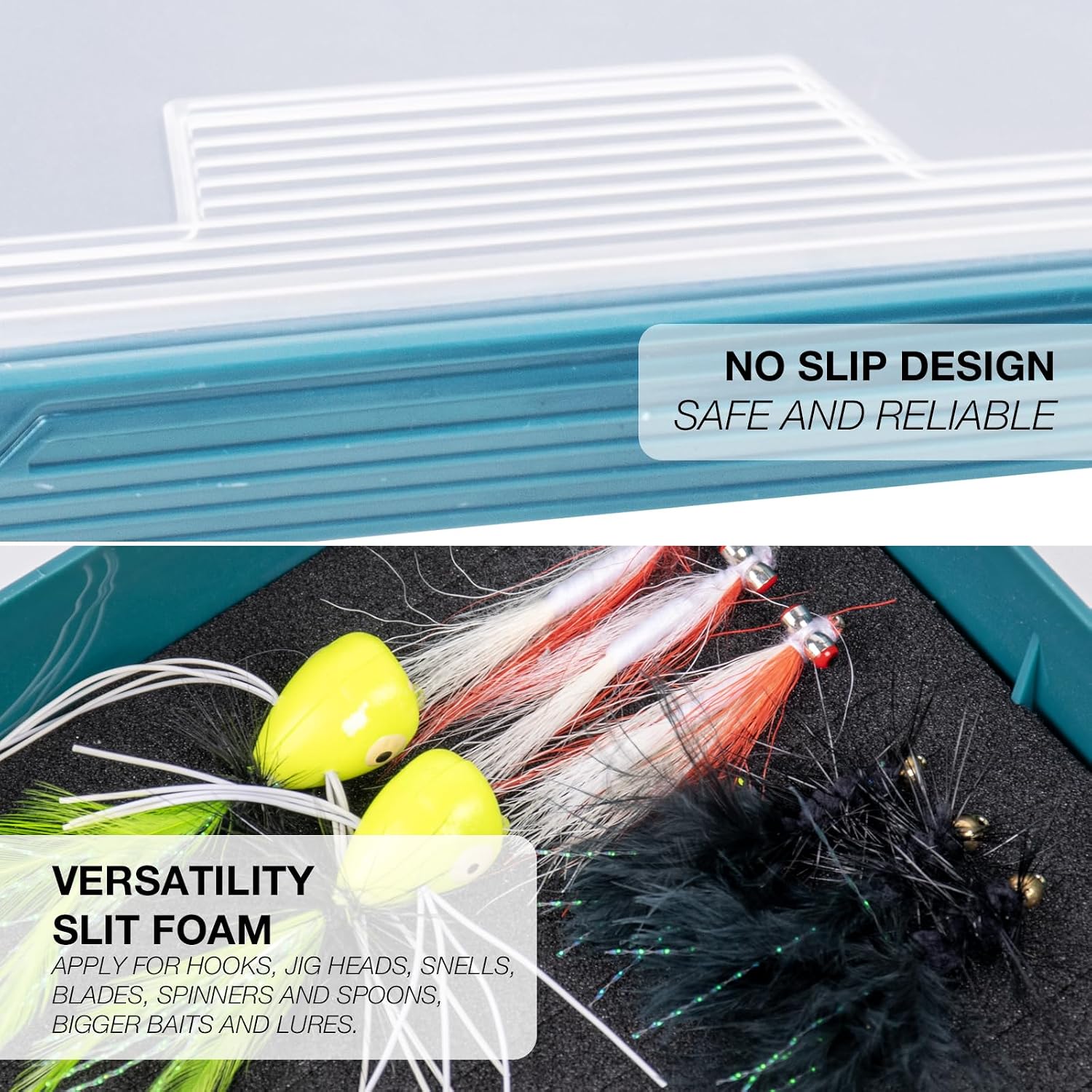 SF Fishing Tackle Box Tray 3600 Slit Foam Case Double Buckle Open Plastic Jig Box Heads Hooks Spinners Spoons Storage Tackle Tray 1/2Pack