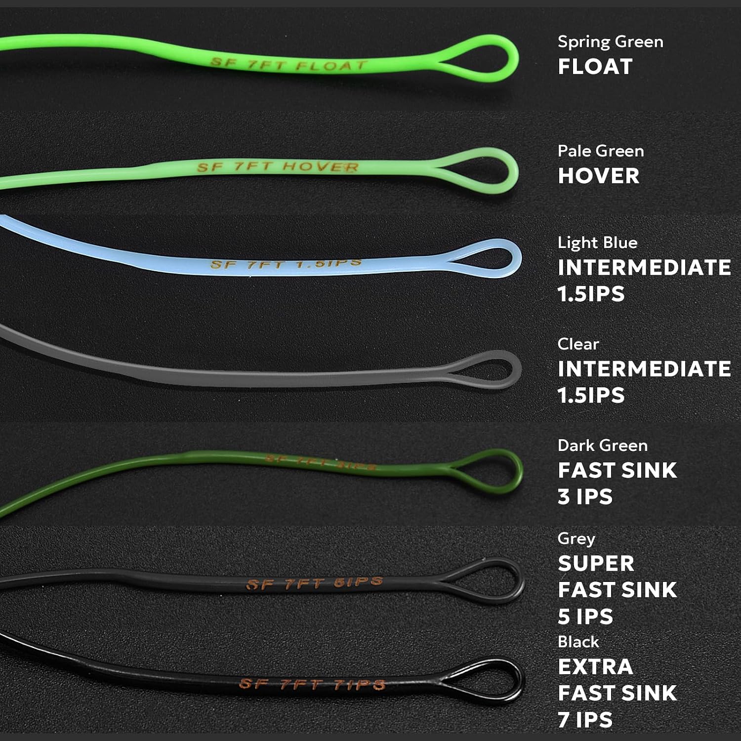 SF Fly Fishing Polyleader Monofilament Core Leader Line Fly Line for 7' Trout and 10' Salmon Poly Leader 7FT/10FT Float Hover Intermediate 3/5/7IPS