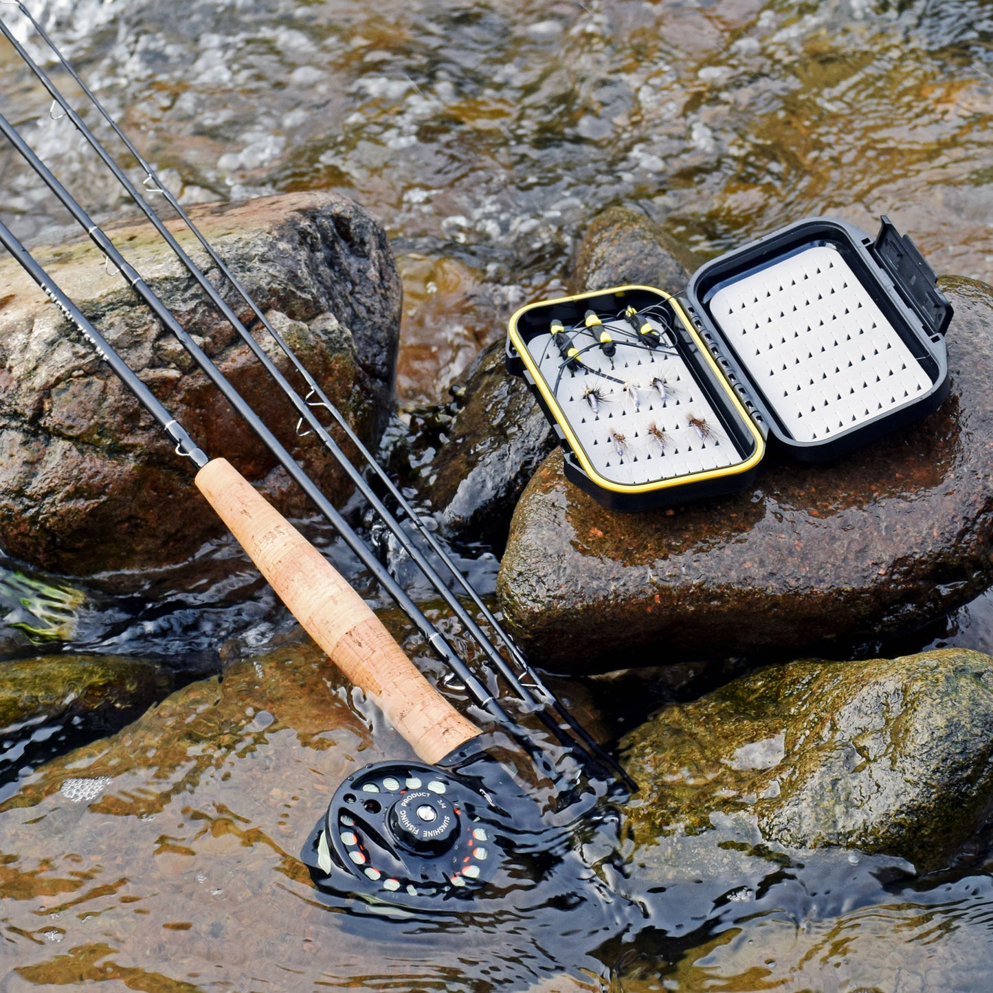 SF Fly Fishing Medium-Fast Action Rod Combo Kit 4 Piece 3/4wt 7.6FT for New and Younger Anglers