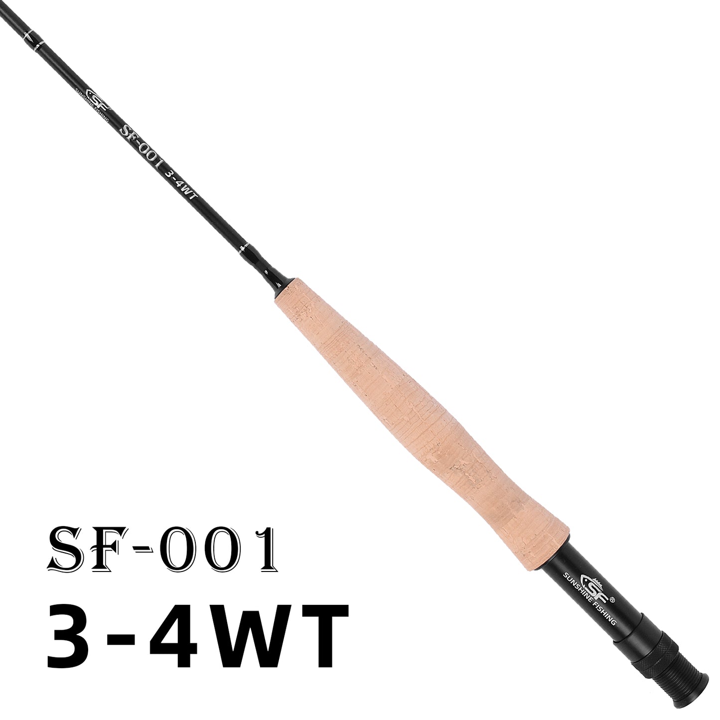 SF Fly Fishing Rod 4 Piece 3/4wt 7.6FT Matt Black IM7 Carbon Fiber for Starter Trout