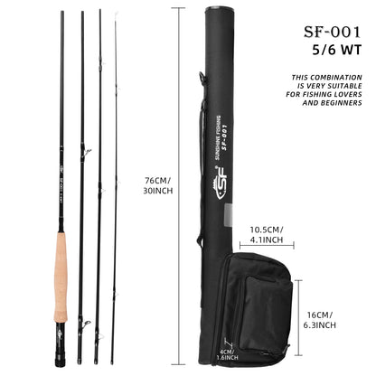 SF Fly Fishing Medium-Fast Action Rod Combo Kit 4 Piece 5/6wt 9FT for New  and Younger Anglers