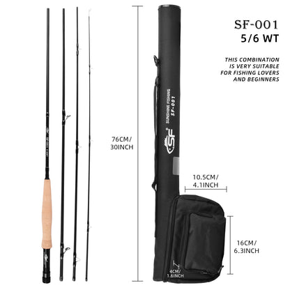 SF Fly Fishing Medium-Fast Action Rod Combo Kit 4 Piece 5/6wt 9FT for New and Younger Anglers