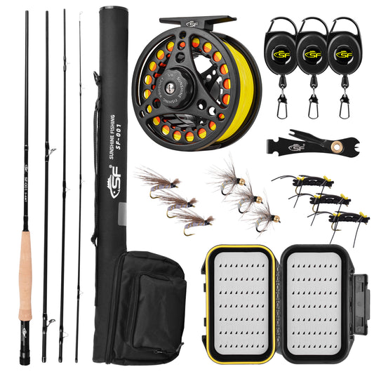 SF Fly Fishing Medium-Fast Action Rod Combo Kit 4 Piece 5/6wt 9FT for New and Younger Anglers