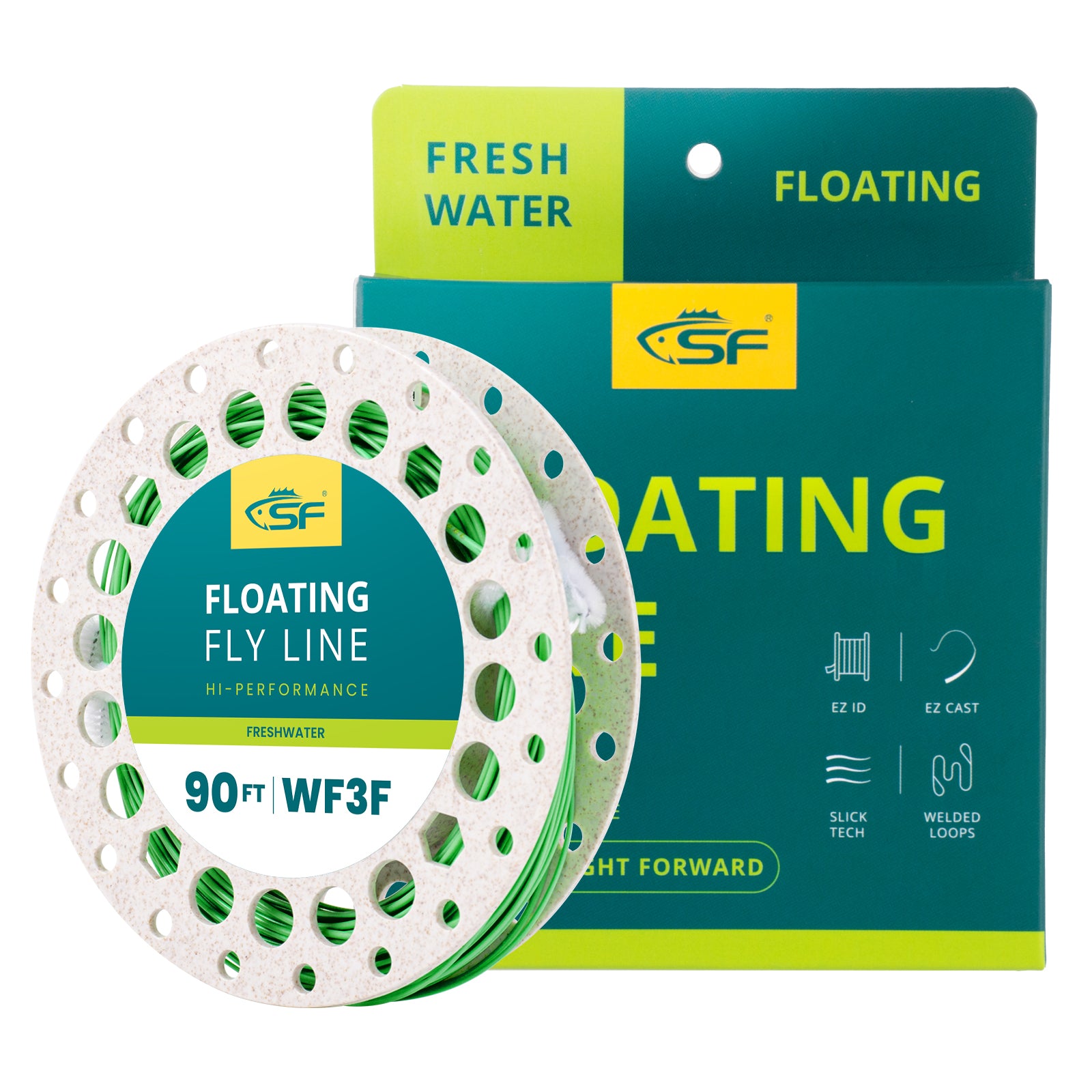 Aventik Weight Forward Fly Fishing Line Floating PercerptionLine Ultra Low Core 2pcs Welded Loop (Moss Green+Orange+Grey, WF5F)