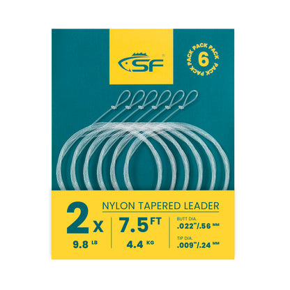 SF Pre-Tied Loop Fly Fishing Tapered Leader Nylon(6 Packs)