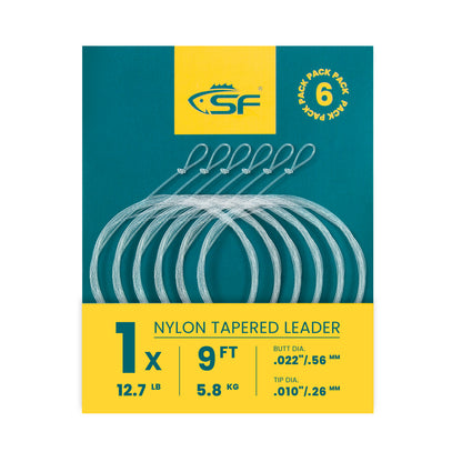 SF Pre-Tied Loop Fly Fishing Tapered Leader Nylon(6 Packs)