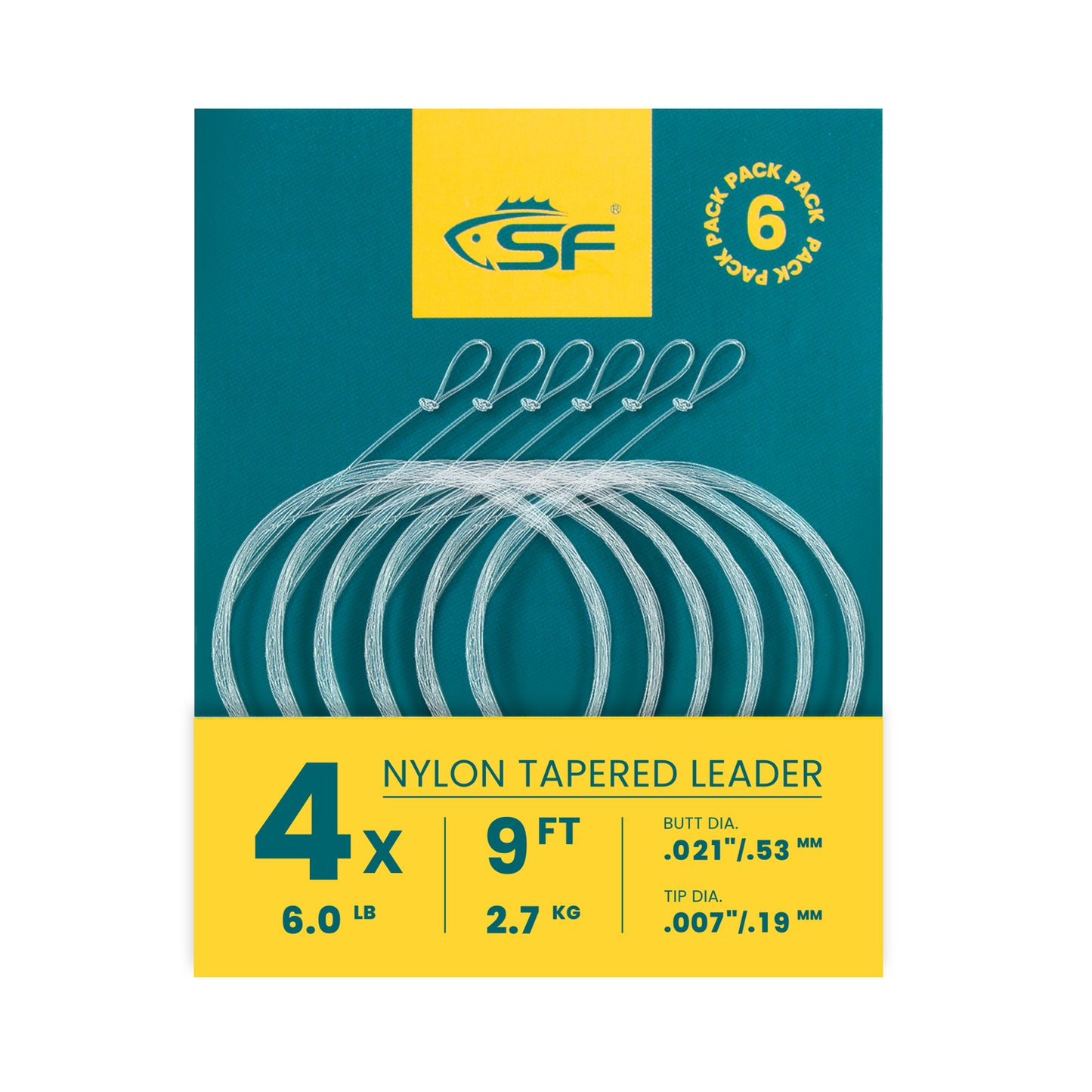 SF Pre-Tied Loop Fly Fishing Tapered Leader Nylon(6 Packs) – Sunshine  Fishing Store