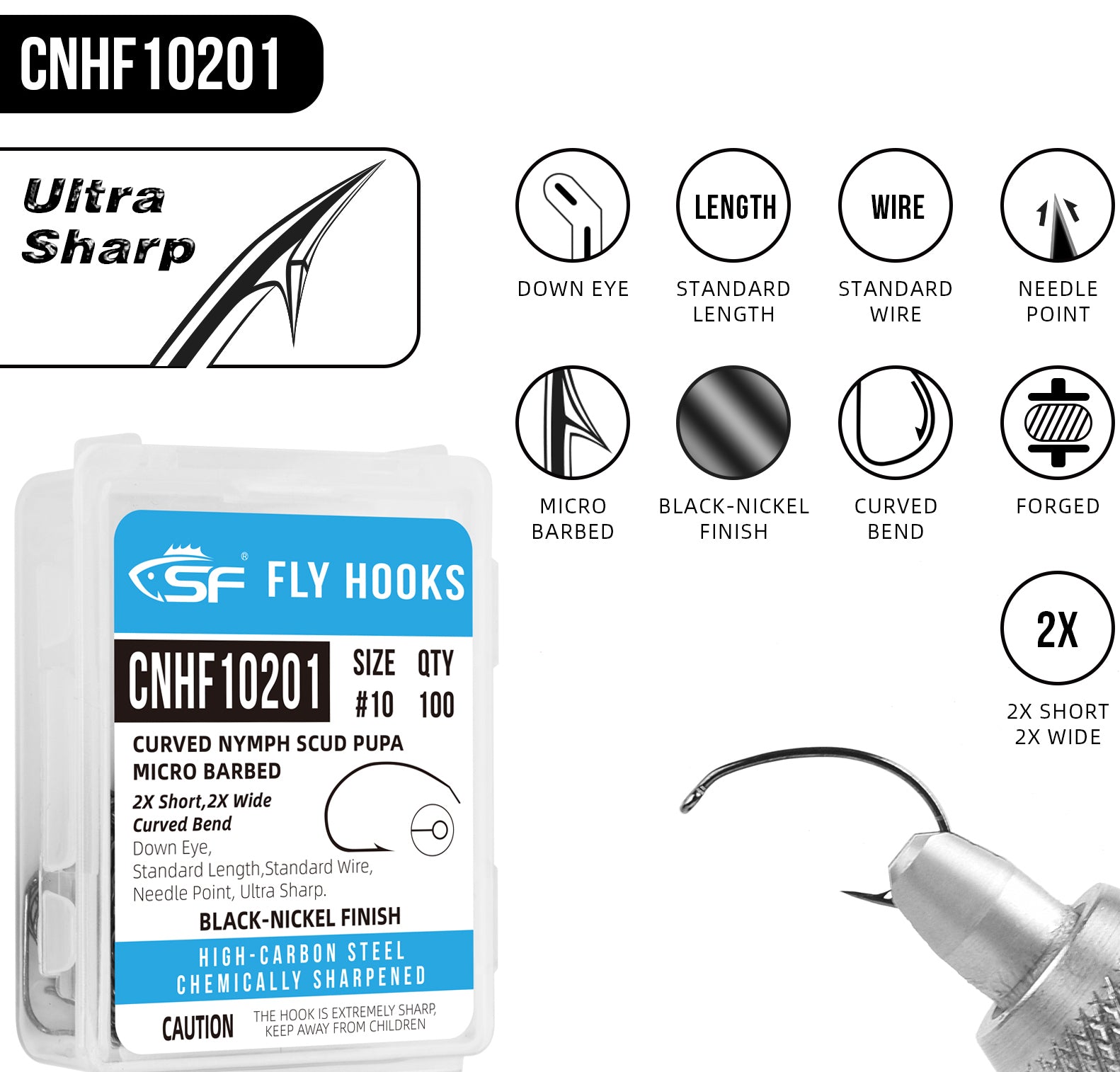 25 Mustad 80050BR Curved Nymph Fly Tying Hooks Size 12