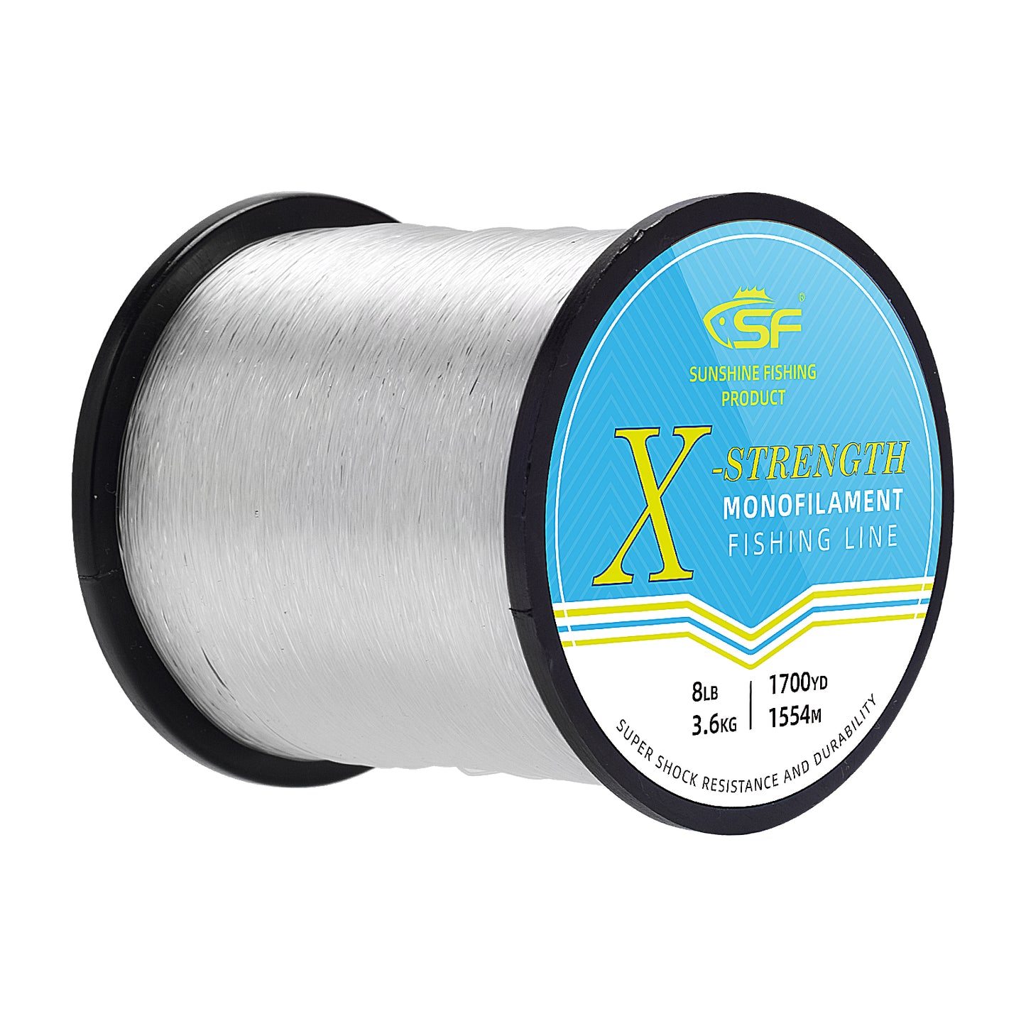 SF Monofilament Fishing Line with Spool 8/10/12/15/20/25/30/40/50/60/80/100LB Clear/Green