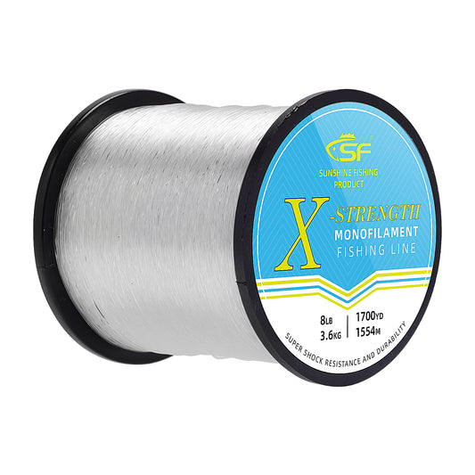 SF Monofilament Fishing Line with Spool 8/10/12/15/20/25/30/40/50/60/80/100LB Clear/Green