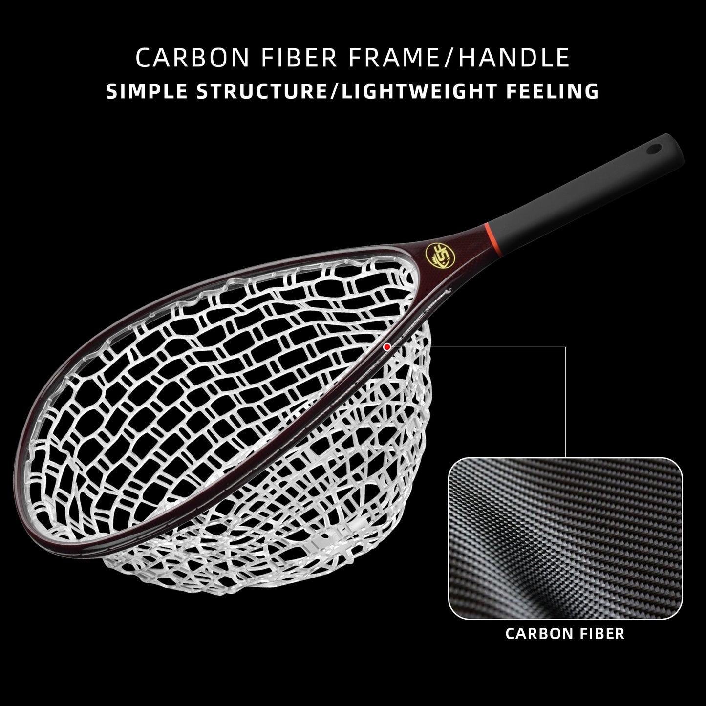 SF Fly Fishing Stealth Carbon Fiber Landing Net (small)