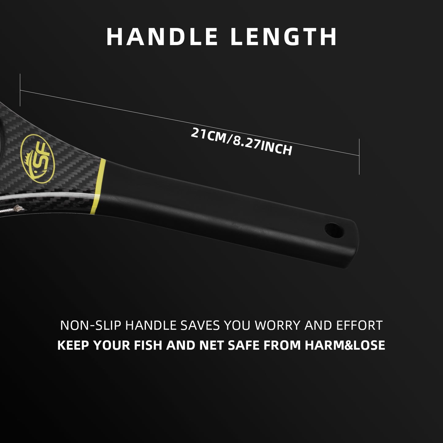 SF Fly Fishing Stealth Carbon Fiber Landing Net with Black Magnetic Net Release