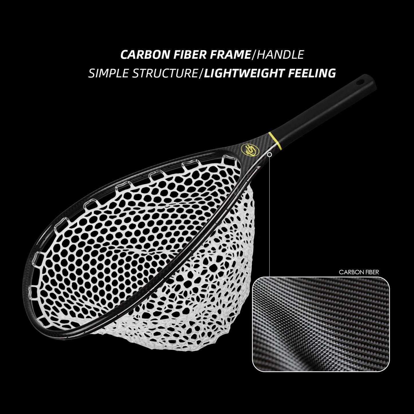 SF Fly Fishing Stealth Carbon Fiber Landing Net with Black Magnetic Net Release