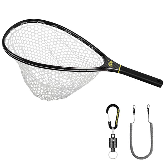 SF Fly Fishing Stealth Carbon Fiber Landing Net with Black Magnetic Net Release
