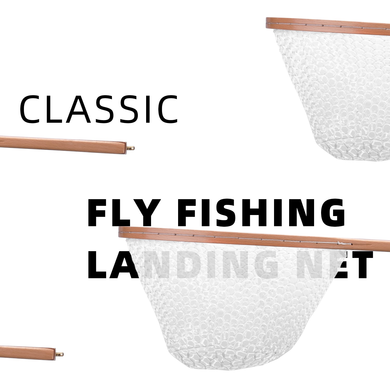 SF Sf Fly Fishing Landing Net Soft Silicone Rubber Small Mesh