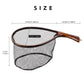 SF Fly Fishing Landing Net with Magnetic Release Curved Handle Wooden Frame Black Rubber Mesh Net Burls Wood Grain for Streams, Small Rivers, Hikers