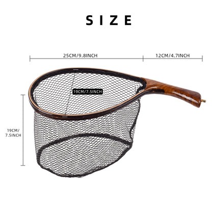 SF Fly Fishing Landing Net with Magnetic Release Curved Handle Wooden SF Fly Fishing Landing Net with Magnetic Release Curved Handle Wooden